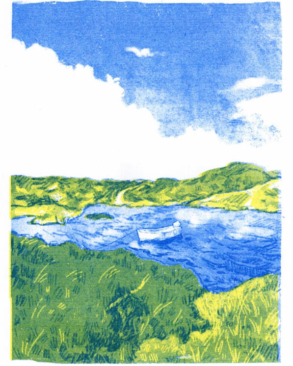 &quot;Gone Fishing&quot; 2024, A5 Risograph