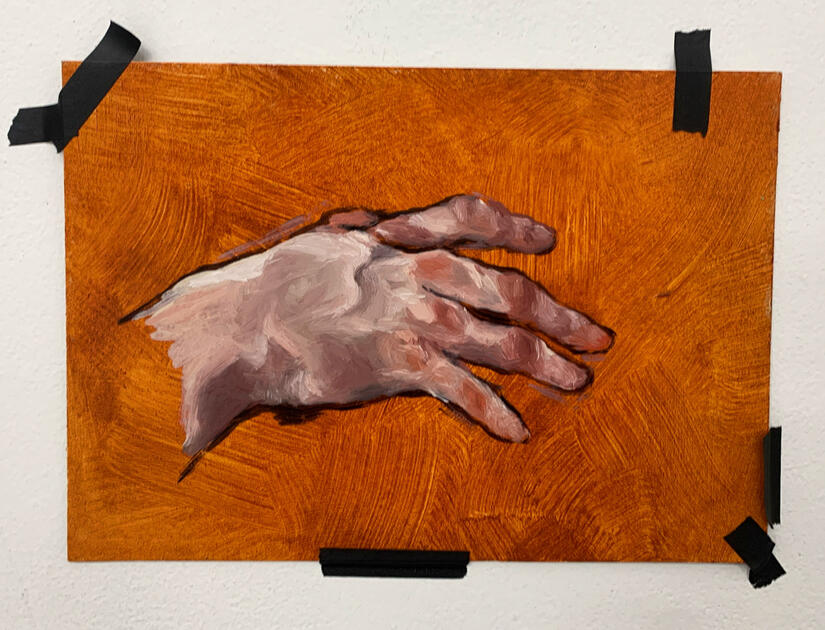&quot;Fractions of you, 6&quot;, Oil paint, Cardboard, Masking Tape (2025)