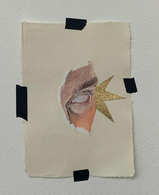 &quot;Fractions of you, 4&quot;, Oil paint, Liquid Golf Leaf, Cotton Rag Paper, Masking Tape (2024)