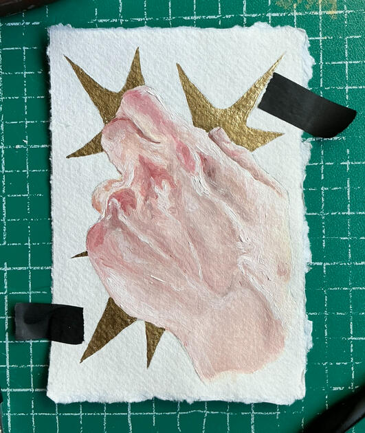 &quot;Fractions of you, 5&quot;, Oil paint, Liquid Golf Leaf, Cotton Rag Paper, Masking Tape (2024)