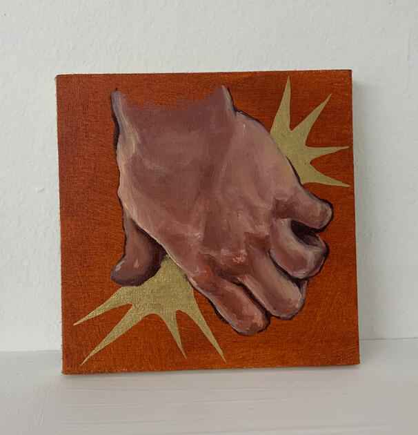 &quot;Fractions of you, 7&quot;, Oil paint, Liquid Golf Leaf, Paper on Canvas, Masking Tape (2025)