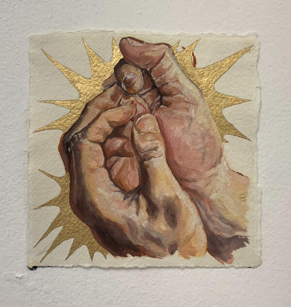 &quot;Fractions of you, 2&quot;, Oil paint, Liquid Golf Leaf, Cotton Rag Paper, Masking Tape (2024)