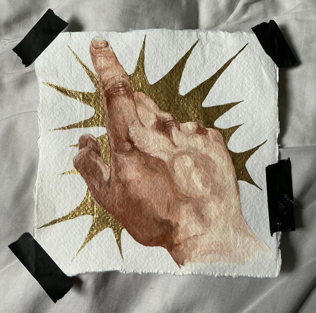 &quot;Fractions of you, 1&quot;, Oil paint, Liquid Golf Leaf, Cotton Rag Paper, Masking Tape (2024)