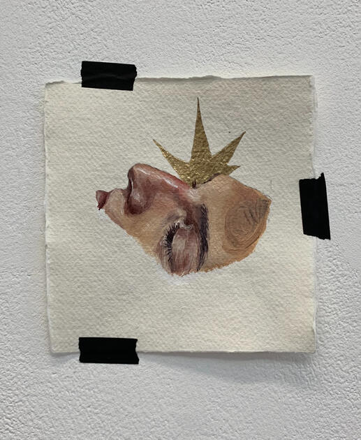 &quot;Fractions of you, 3&quot;, Oil paint, Liquid Golf Leaf, Cotton Rag Paper, Masking Tape (2024)